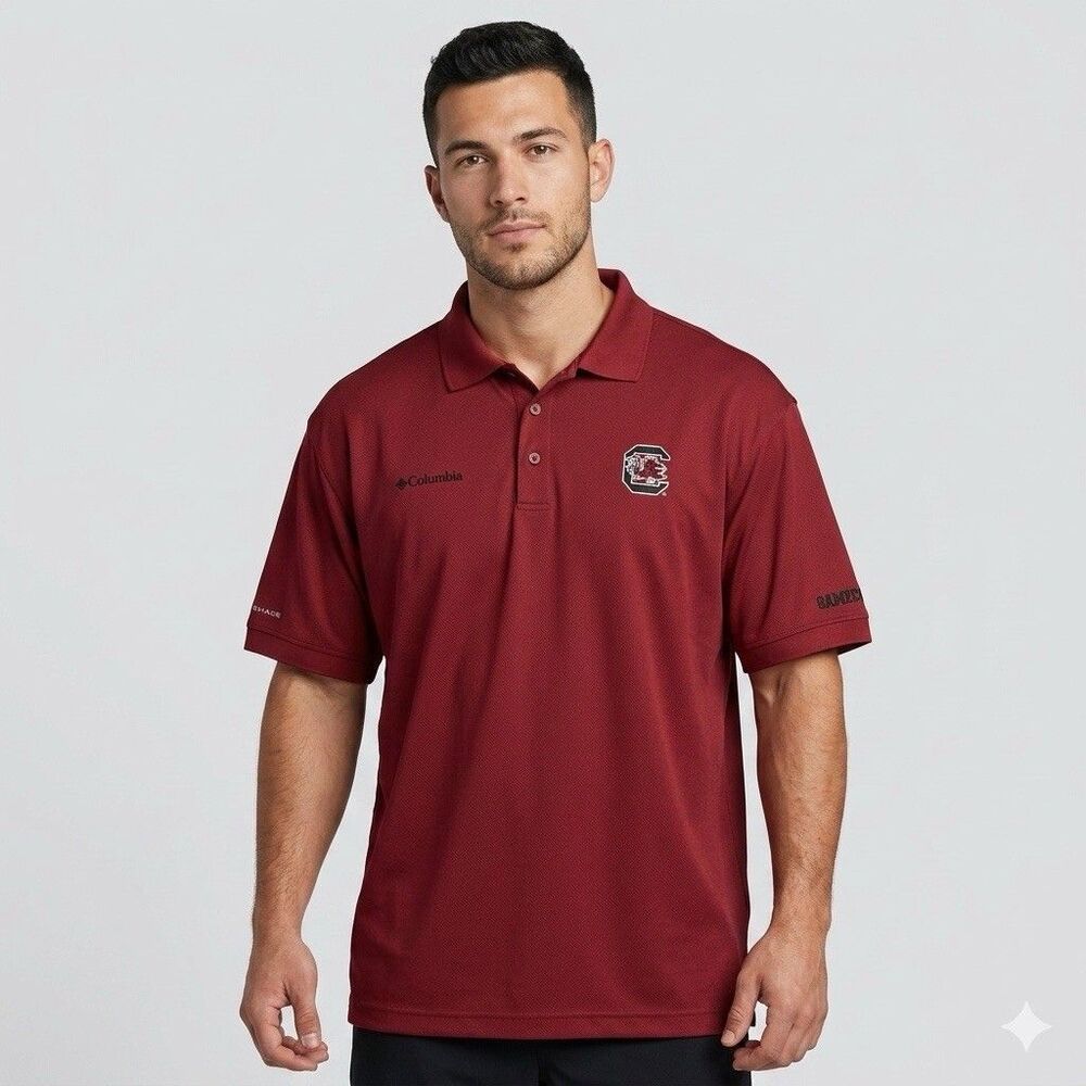 Columbia Men's PFG South Carolina Gamecocks Garnet Polo Shirt XXL Omni-Shade